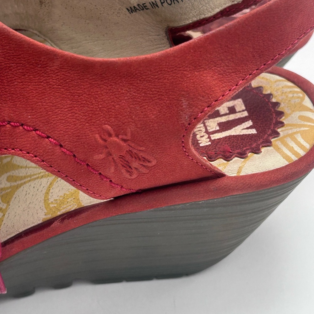 FLY LONDON Red leather wedge sandals Size 40 - Picture 4 of 16